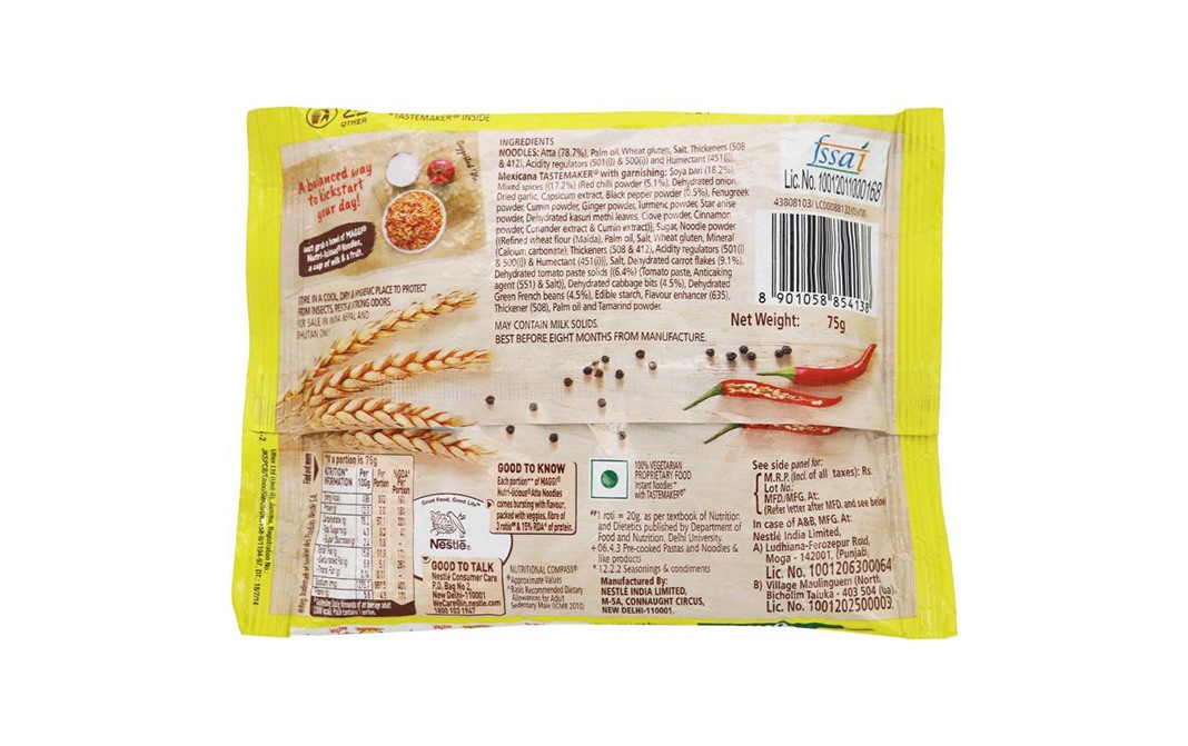 Maggi Nutri-Licious Atta Noodles Mexicana   Pack  75 grams